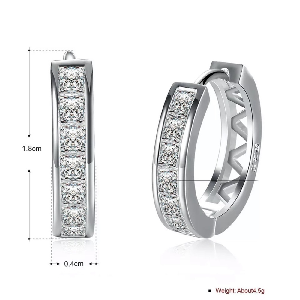 3.44 CT White Topaz  Gemstone Huggie Hoop Earring - Picture 3 of 5